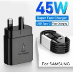 White Label 45W Super Fast USB-C Charger with Cable for Samsung - Black