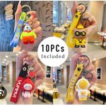 AD 10pcs Cartoon Characters Key Chains for Keys - Multicolour - image 2