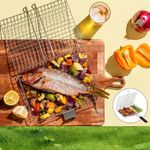 product_image_name-Generic-Barbecue Basket Outdoor Extra Accessories Stainless Steel Large Barbecue Grill Portable Barbecue Grill Outdoor Large Folding Barbecue Basket Wilderness Camping Cooking-3