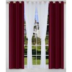 OMAMA HOME TEXTILE 2-in-1 Double Sheer Red Window Curtain with Blackout Inner Panel – Red & White