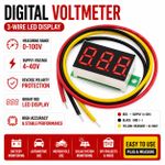 0.28 Inch Mini Digital DC Voltmeter 0-100V LED Panel Meter,Red