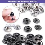 Generic Metal Sewing Snaps,100 Sets Sew-on Snap Buttons 10 mm,Black and Silver - image 6
