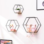 product_image_name-Generic-3 set hexagonal shelves with fairy lights - gold/black -2