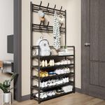 Generic Shoe Rack & Coat Hanger Stand - Multi-functional Clothes, Hat & Bag Organizer - Black - image 2