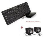 Wireless Keyboard & Mouse Combo - Black + Mini USB Laptop Speaker