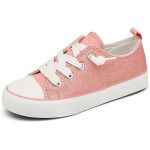 product_image_name-Generic-Girls Glitter Canvas Lace-Up Sneakers – Pink Casual Fashion Shoes-1