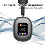 product_image_name-AKZ-MAX600 Wireless Bluetooth Headset Noise Cancellation with RGB Digital Diplay Screen - Black-2