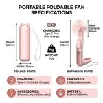 Generic Portable Handheld Fan 3 Speeds Type-C Fast Charging Cute Cat Ear Design with Lanyard for Travel-Pink - image 2