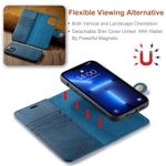 product_image_name-Generic-Iphone 15 Pro Max (2 in 1) Magnetic Detachable Flip Leather Case With Wallet - Blue -3