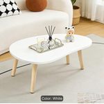 Generic 60cm Mango Shaped Side Coffee Table- White/Brown