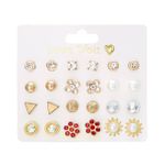 Set Of 12 Pairs Lovely Mix Different Shape Stud Earrings