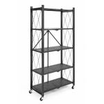 German Plus 5-Tier Folding Metal Storage Rack with Wheels