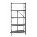 German Plus 5-Tier Folding Metal Storage Rack with Wheels - image 2