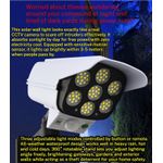Generic Light Blue Solar Powered Dummy Security Camera Wall Light, Waterproof Motion Sensor Outdoor Security Lamp with Remote Control, 3 Light Modes & 360° Rotatable Bracket, Ideal for Yard, Gate, Garden & Compound Walls