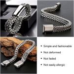 product_image_name-ARHANORY-Men's Stainless Steel Bracelet with Magnetic Buckle Braided Keel Chain Hip Hop Rapper Jewelry - Silver-7