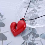 product_image_name-Fashion-Red Puffy Heart Necklace for Women Men Irregular Love Heart Pendant Necklace Adjustable Sweater Chain Cute Valentine's Day Jewelry Gift-4