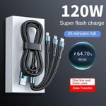 Generic 120W 3-in-1 Super Fast Charging Cable, One-to-Three