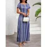 product_image_name-CALLIARA-Highly Elastic Ethnic Print Boho Style Blue Maxi Ladies Dresses for Women-3