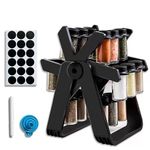 product_image_name-Generic-18pcs Glass Jar Ferris Wheel Spice Rack Organizer 360 Degree Rotating Spice Set  with 18pcs Stick on labels, 1pc Funnel and 1pc Pen-Black-1