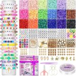 Generic 5200Pcs Clay Beads Bracelet Making Kit, Flat Heishi Beads for Bracelet Arts