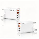 Generic UK Plug 120W Fast Charger - 2 USB Ports + 2 Universal Android Ports - image 2