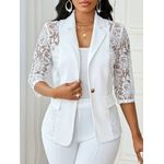 product_image_name-Gen-Women's Three - Quarter White Suit Jacket Sleeves. Business/Formal Elegant Attire -1