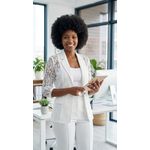 product_image_name-Gen-Women's Three - Quarter White Suit Jacket Sleeves. Business/Formal Elegant Attire -4