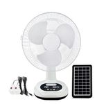Generic  Quality Rechargeable Solar Table Fan With Light Bulbs - 12 Inches Blades