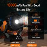 FlashFish Box Fan X60 Solar Rechargeable Fan Built-in Powerful Desk Fan Battery 15600mah Comes With LED Light Table fan Suitable For Staying Cooling Outdoors - image 4