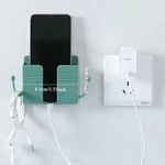 Other Wall-Mounted Phone Holder & Remote Control Organizer - Adhesive Suction Cup (No Drill) Multi-Color (White/Pink/Beige/Green) Bedside/Bathroom/TV Stand, Smartphone & Remote Storage Box with Space-Saving Design - image 2