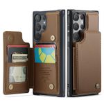 Caseme  Phone Case, Compatible With Galaxy S24 Ultra High Quality Shockproof Leather Phone Case With Magnetic Wallet Card Holder- Brown