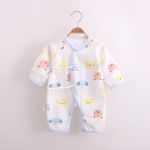 Newborn Cotton Long Sleeve Wrap Romper Newborn - Multicolor 