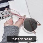 Fashion Women's Photochromic Anti Blue Light Glasses Full Frame - Pink