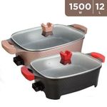 2L Powerful High Quality Multipurpose Fast Cook Electric Cooking Pan - Multicolor