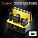 Basix Wireless Lapel Microphone Lavalier Tie Dual Mic Condenser Double TYPE-C Android Phones IPhone  IOS Adapter
