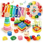 product_image_name-Generic-6-piece early childhood education toy set (piano + clock + rainbow tower + caterpillar + bead maze + tangram)-1