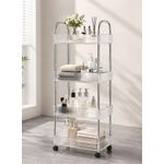 White Label Multi-Functional Acrylic 4-Tier Trolley Storage Rack (W14.96 x D11.02 x H27.26)inch - image 2
