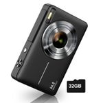 product_image_name-Universel-44MP Small Digital Compact Camera with 32GB SD Card, Two Batteries, Lanyard, FHD 1080P, 16X Zoom for Kids Boys Girls, Black-1