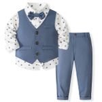Kids Corner Kids 3Pcs Suit Dotted Shirt-Light Grey