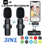 product_image_name-VIC-3pcs New Wireless Lavalier Microphone Portable Audio Video Recording Mini Mic-1