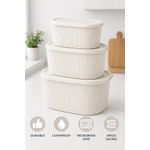 Generic 3-Piece Leakproof Food Storage Containers Set 1200ML,2000ML,3500ML– Grey/OffWhite/Pink - image 2