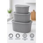 Generic 3-Piece Leakproof Food Storage Containers Set 1200ML,2000ML,3500ML– Grey/OffWhite/Pink - image 3