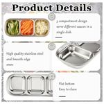 AD 2pcs Multifunctional Three Comparment Condiment Dish Tray- Silver - image 2