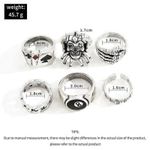 product_image_name-AIDAILU-6PCS Men's Rings Set Heavy Metal Hip Hop Ring Set For Men - Silver-4