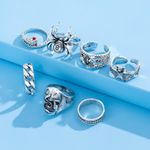 product_image_name-AIDAILU-6PCS Men's Rings Set Heavy Metal Hip Hop Ring Set For Men - Silver-5