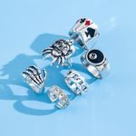 product_image_name-AIDAILU-6PCS Men's Rings Set Heavy Metal Hip Hop Ring Set For Men - Silver-6