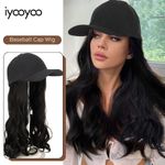 product_image_name-iyooyoo-2-in-1 Hat Wig Fashion Black Wavy Long Hair Baseball Cap Wig for Women, Gift for Her-1