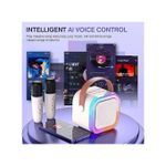 product_image_name-Generic-2*Microphone,1*Speaker Indoor and Outdoor Portable Wireless LED Bluetooth HIFI Karaoke Microphone Speaker - Beige-2