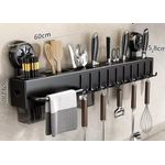 Wall Mounted Knife Cutlery Holder Rack With Towel Holder
