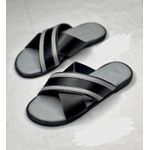 Jeap Men Leather slippers-Black/Grey